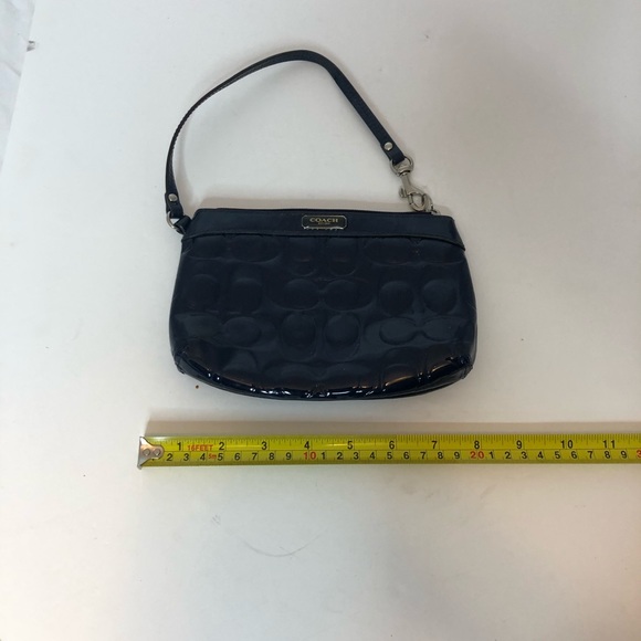 Coach- Patent Leather Navy Blue wristlet pouch - Picture 5 of 5